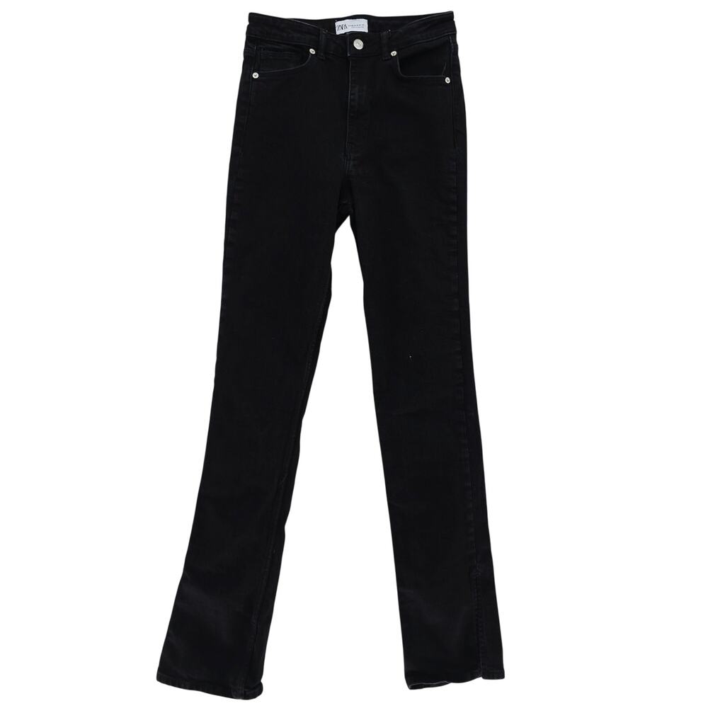 Zara Women's Straight Leg Slit Jeans Black 6